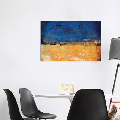 Blue & Gold by Lisa Robinson - Floater Frame Print on Canvas
