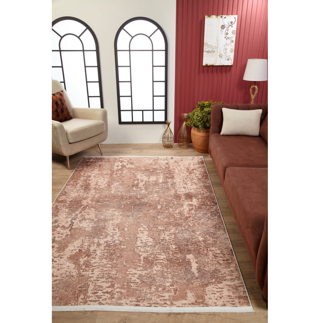 Teppich Arslaan aus Baumwolle in Beige