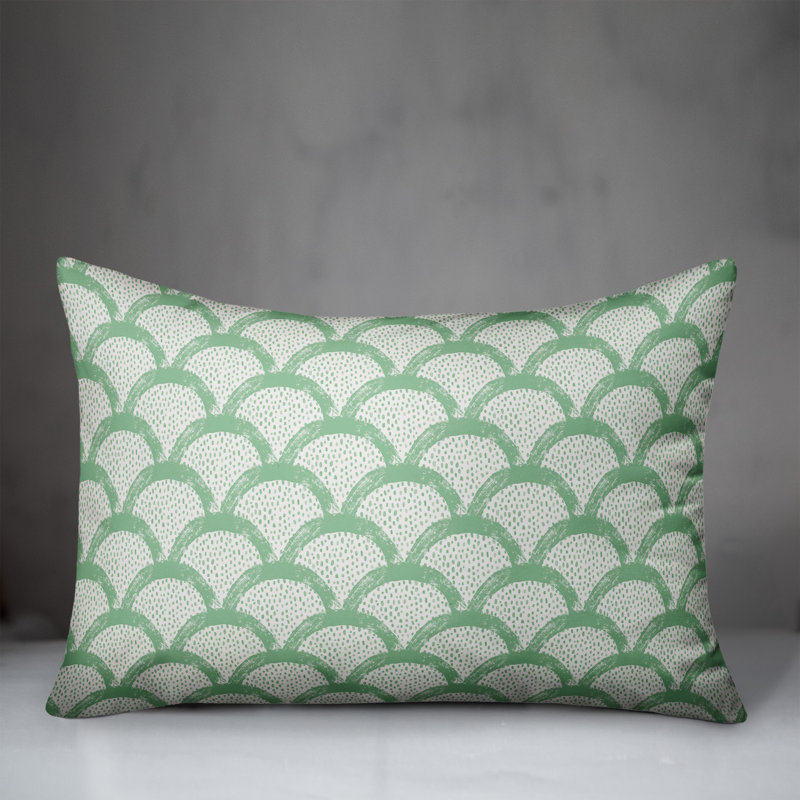 Scallop Outdoor Throw Pillow, Green