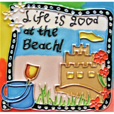 Porte-gobelet en céramique et porte-gobelets Life Is Good at the Beach