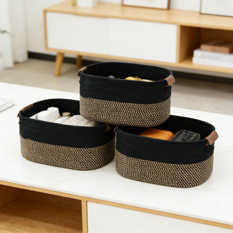 Cotton Rope Storage Basket With Handles, Woven Organizer Bin For Laundry, Towels, Toys, Books, Shelves And Home Decor