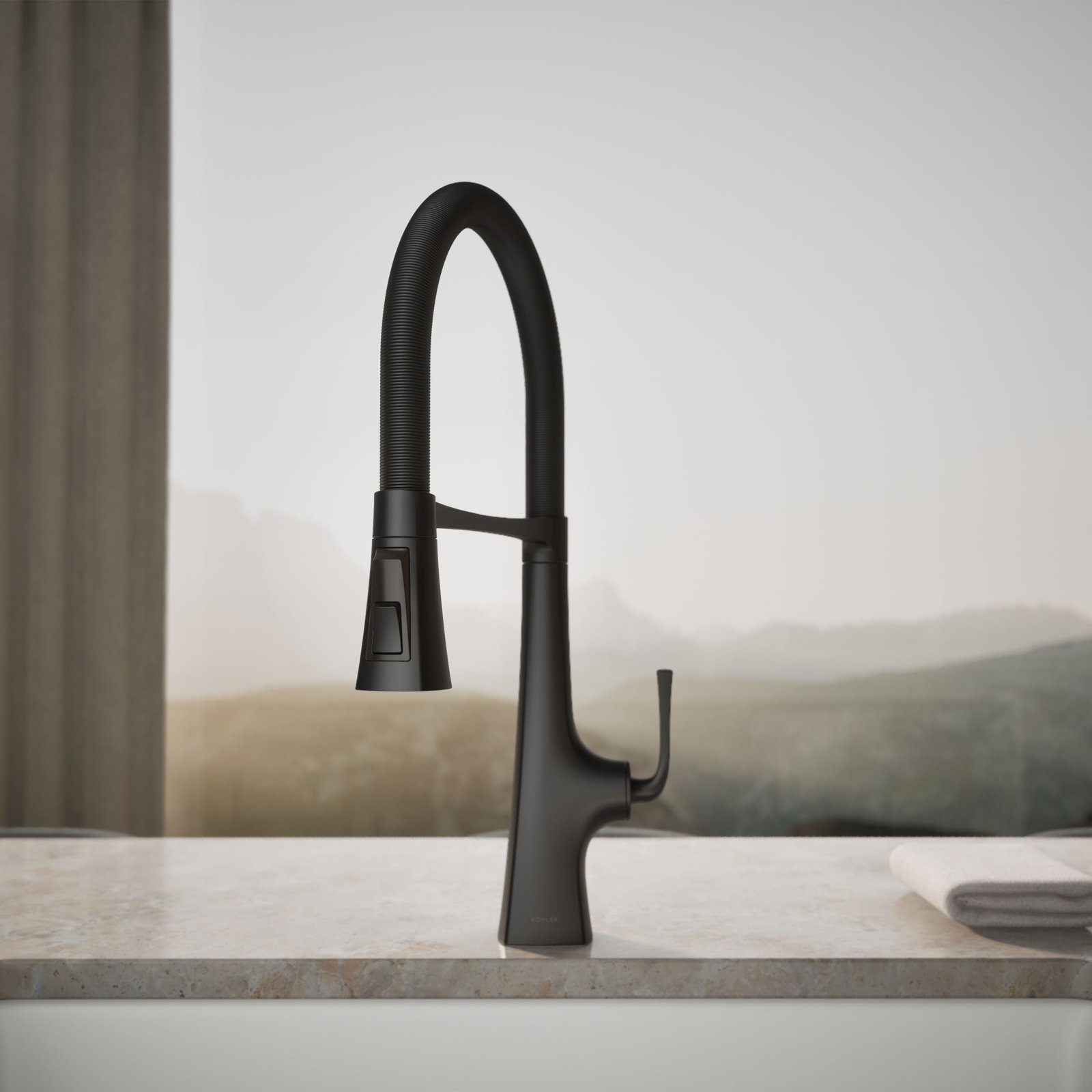 Graze Single Handle Kitchen Faucet with 21-9/16" Spout, Matte Black