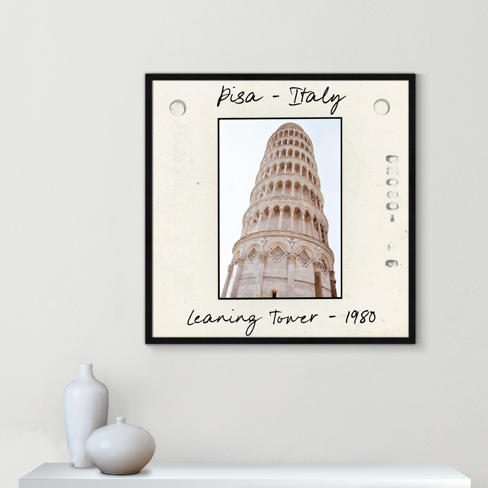 Ritona "Pisa, Italy - Leaning Tower" Print, Black Single Picture Framed Paper, 32" H x 32" W x 0.75" D