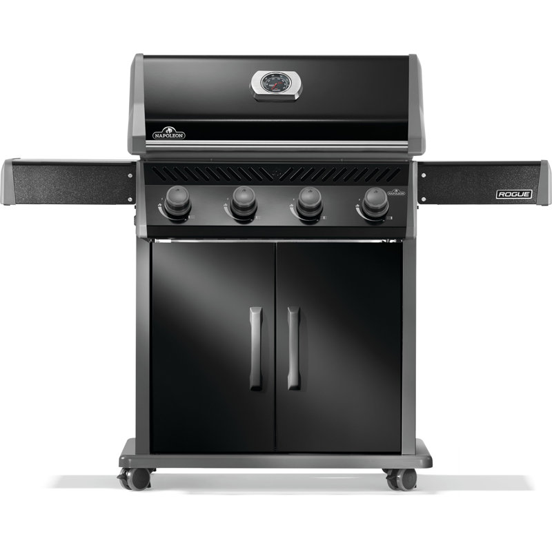 Gril de cuisson à 4 brûleurs avec grilles en fonte Rogue® 525, Noir, noir, noir, noir, Propane liquide