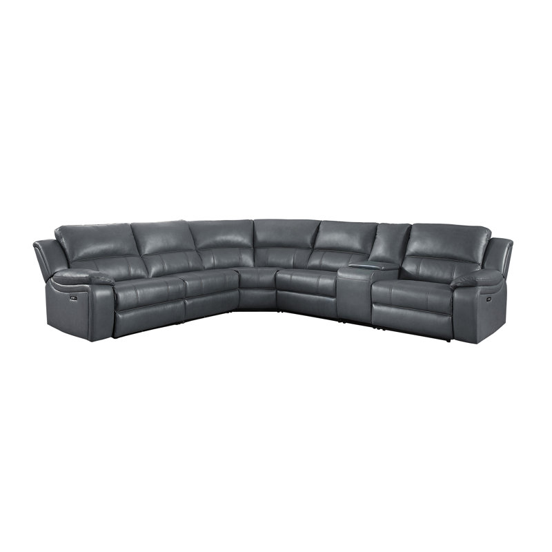  Jeanna 119.5" Modern & Contemporary 6-Piece Modular Power Reclining Sectional Sofa with Integrated Console and USB Charging Port