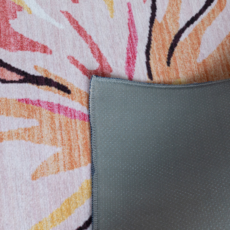 Black and Pink Floral Outdoor Synthetic Rug