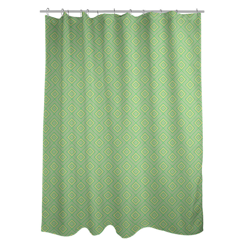 Rideau de douche simple en treillis carré, Vert / Bleu