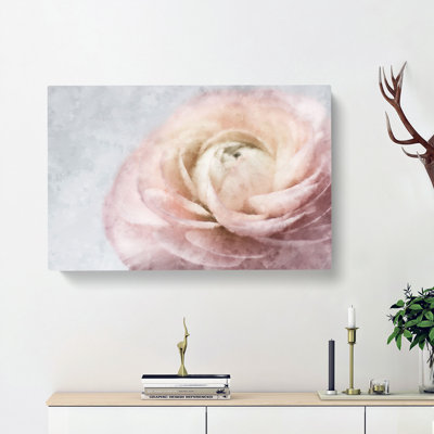 Pink Ranunculus Flower - Wrapped Canvas