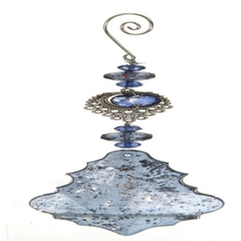 Ornement en oignon acrylique bleu royal et argent 9In (S)