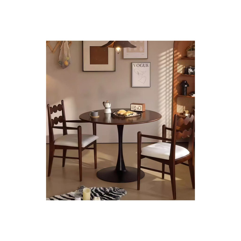 Table de salle à manger tulipe de luxe 24 pouces avec grain de bois profond, Naturel
