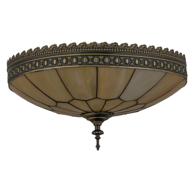 Vincent 3 - Light Flush Mount, Beige Iridescent, Bai Craftsman Brown Highlighted, 8" H x 15" W x 15" D
