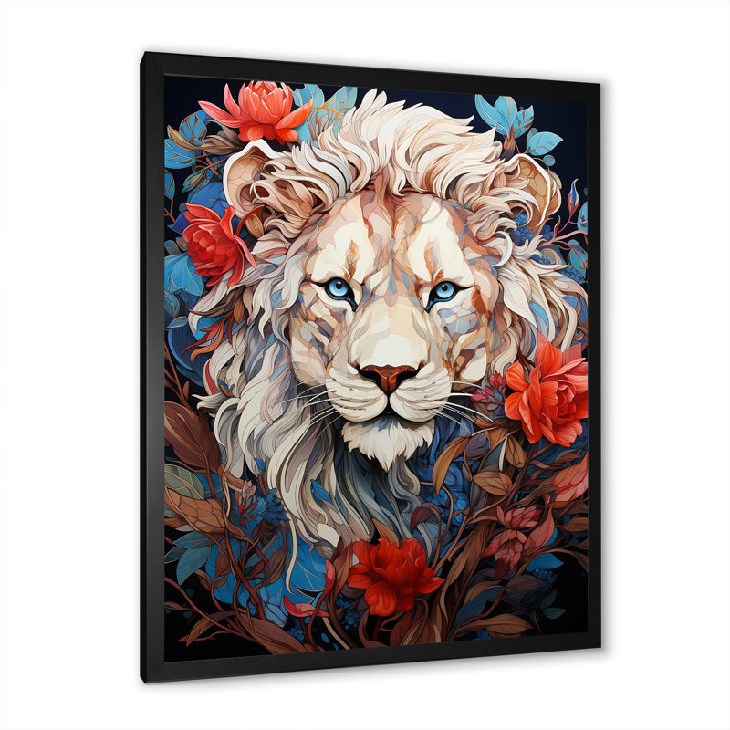 «Enigmatic Lion Monarch», impression sur toile, Cadre simple noir, H 20 po x l 12 po x P 1 po