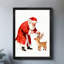 Père Noël noir encadré noir avec renne, impressions sur toile de style rétro-1044801455