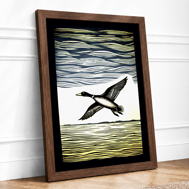 Breaching Whale Coastal 1 Piece Single Picture Frame Wall Art, A4 - 29.7 x 21.0 cm, Walnut