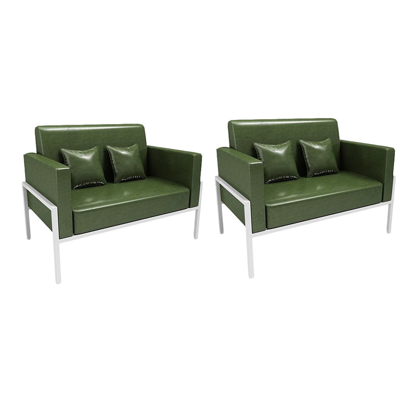 Modern Simple Restaurant Cafe Green Benches Faux Leather Upholstered Bench