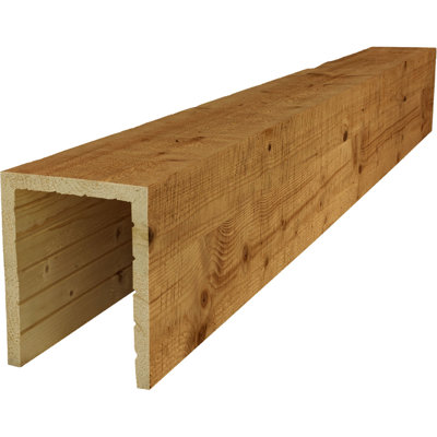 AmeriCraft Wood Resawn Beam, 3-Sided (U-Beam), 9 1/2"W x 5 1/2"H x 192"L, Golden Oak Finish, Stain Grade Pine