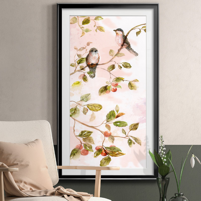 Blush Birds I - cadre photo, reproduction d'art, H 10,5 po x l 18,5 po x P 1,5 po, Noir