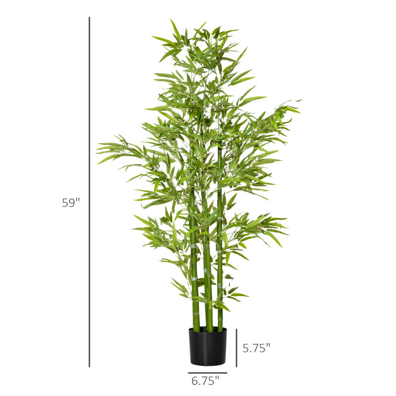 Arbre de bambou artificiel de 1,5 m en pot, fausse plante décorative d'intérieur