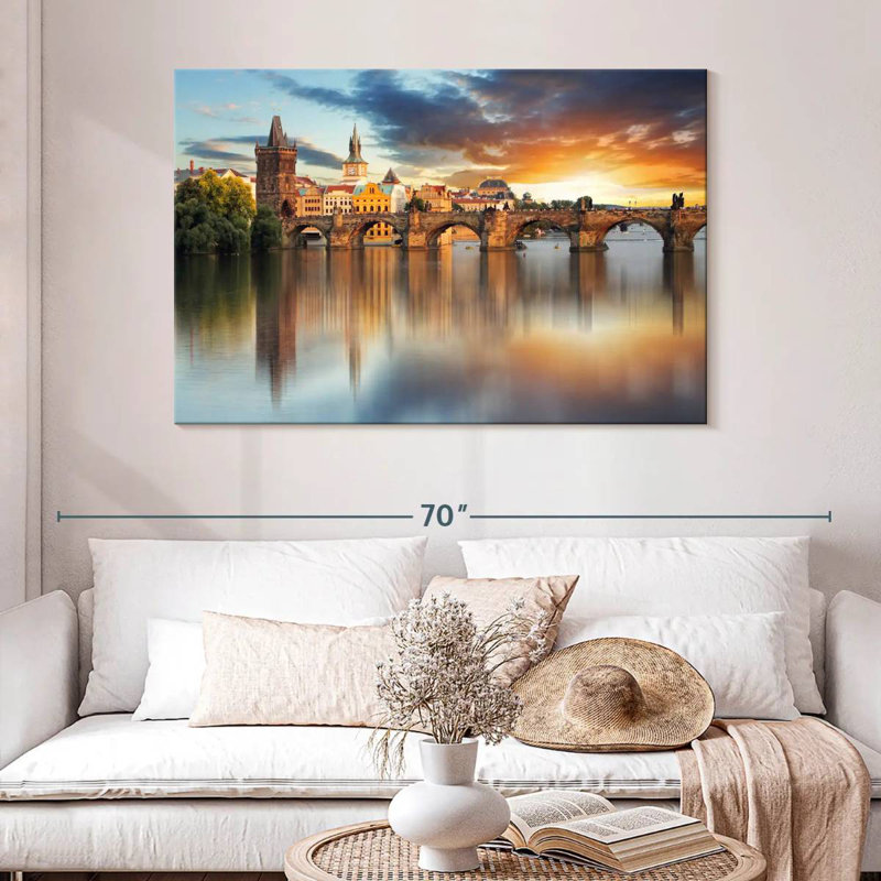 Lilie, pont Charles au crépuscule, H 32 po x l 48 po