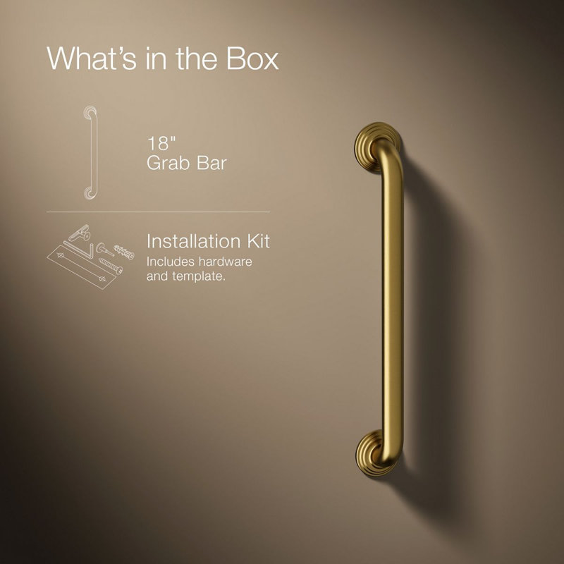 Traditional Grab Bar, Vibrant Brushed Moderne Brass, 18"W