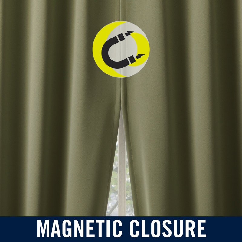 Sheridan Dual-Side Magnetic Closure 100% Blackout Grommet Curtain Panel, Sage Green, 40" W X 84" L