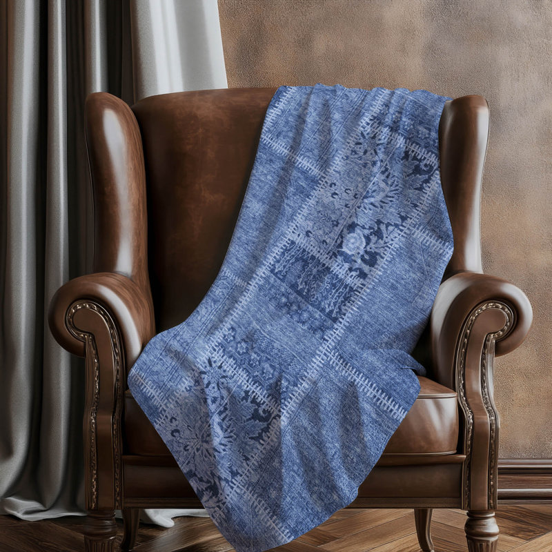 Jeté patchwork Addison Sherpa ASB635, Marine