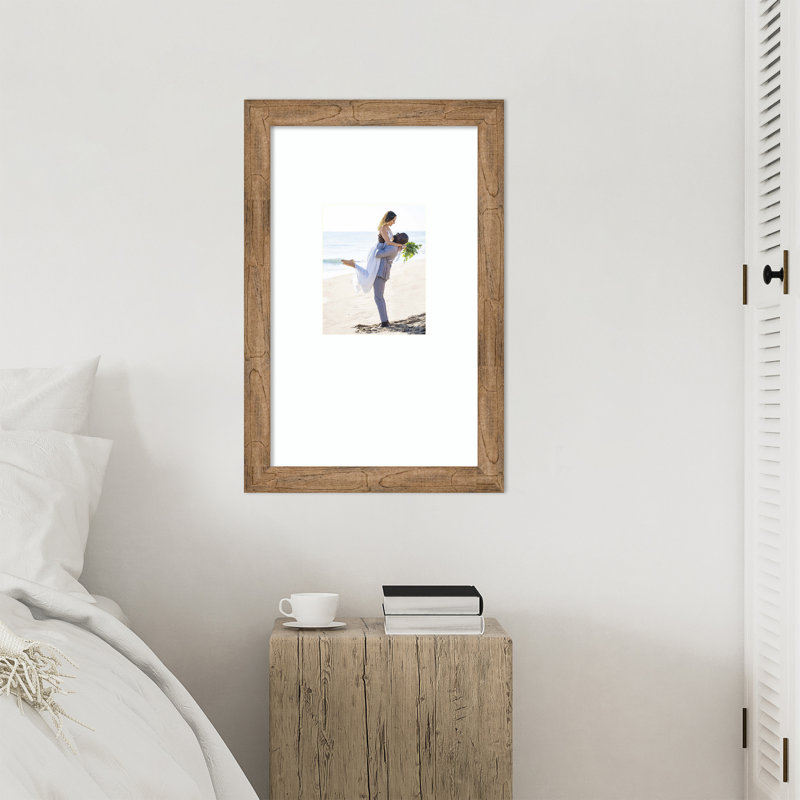 Cadre photo hibou brun en bois étroit, 16 x 26 avec passe-partout 8 x 10