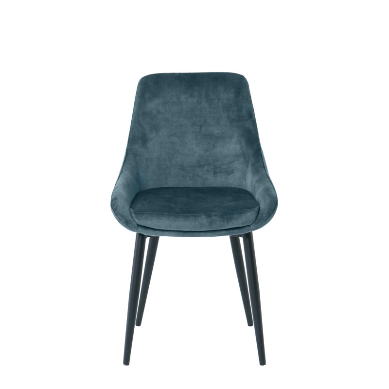 Deb 47cm H Velvet Upholstered Metal Dining Chair, Blue