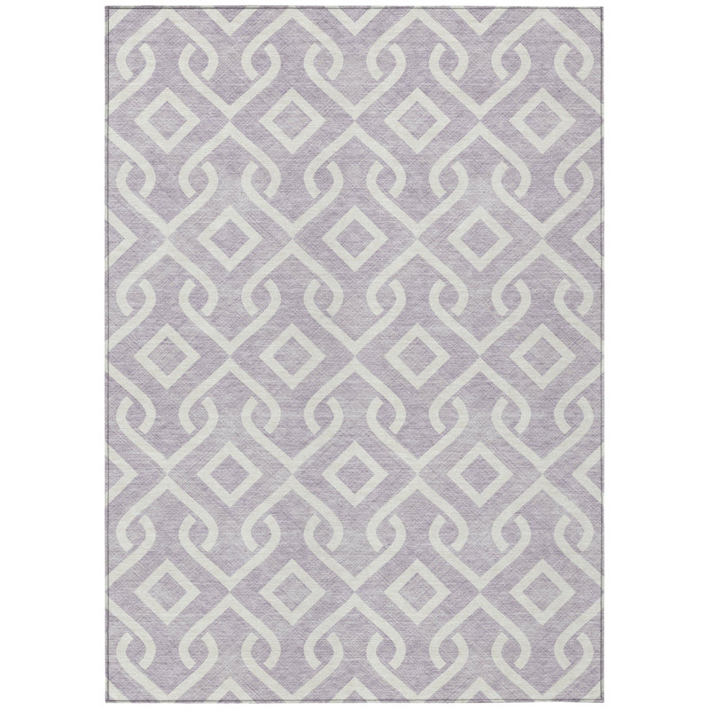 Tapis intérieur / extérieur ivoire lavable géométrique 10 pi x 14 pi