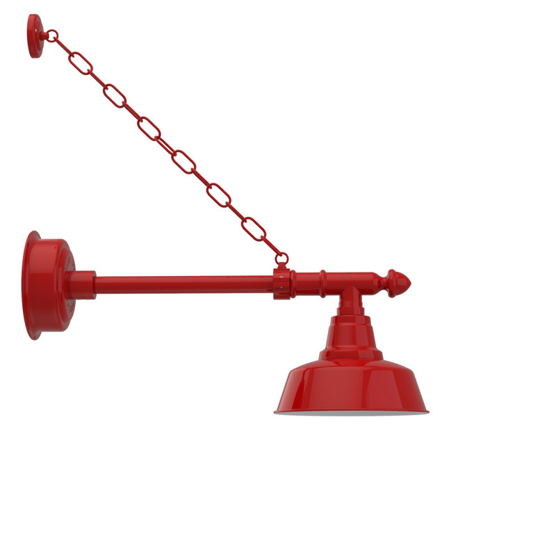 Luminaire de grange d’extérieur à del Vandervliet, H 12 po x l 16 po x p 29 po, Rouge cerise