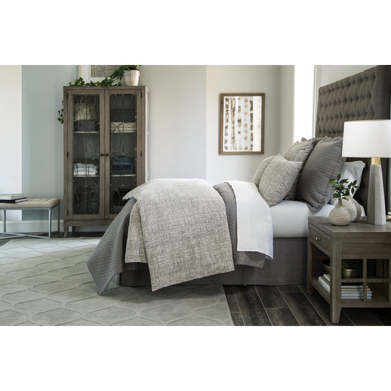 Coco Gray Cotton 3 Piece Duvet Cover Set, Full Duvet Cover + 2 Shams