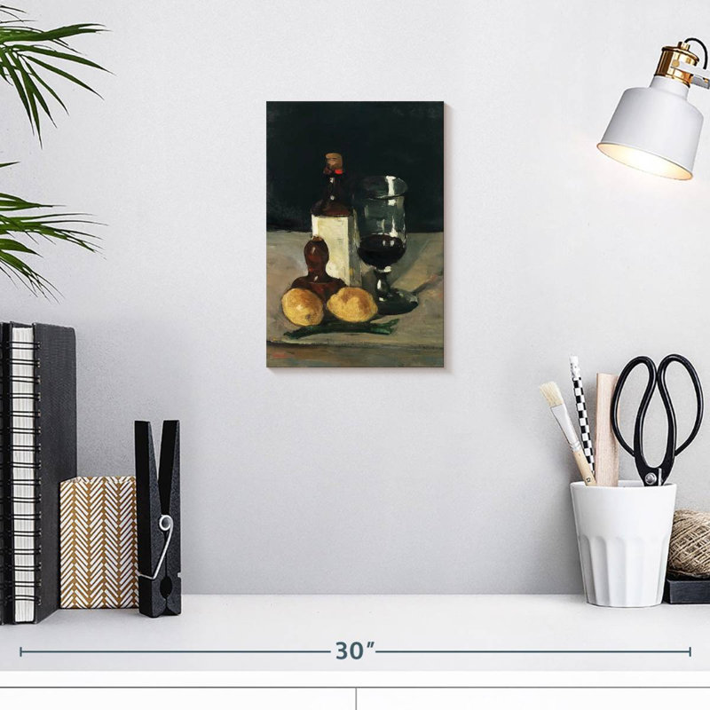 Nature morte avec verre à bouteille et citrons, H 12 po x l 8 po