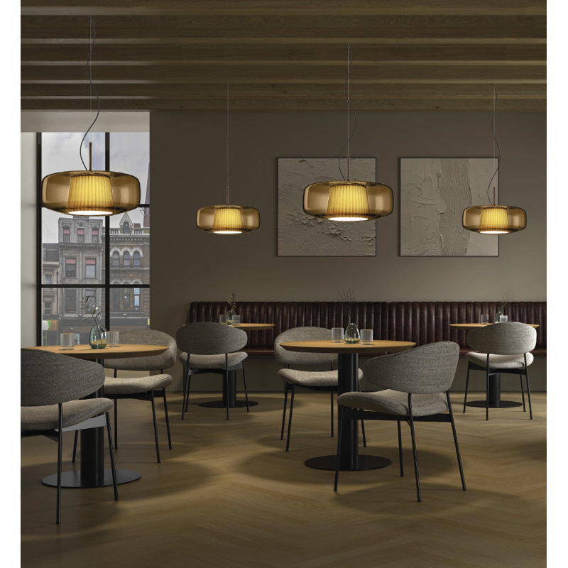 Plisse' Suspension L33CC UL, 6" H x 12" W x 12" D, Burned Earth;Green, Matt Bronze 2