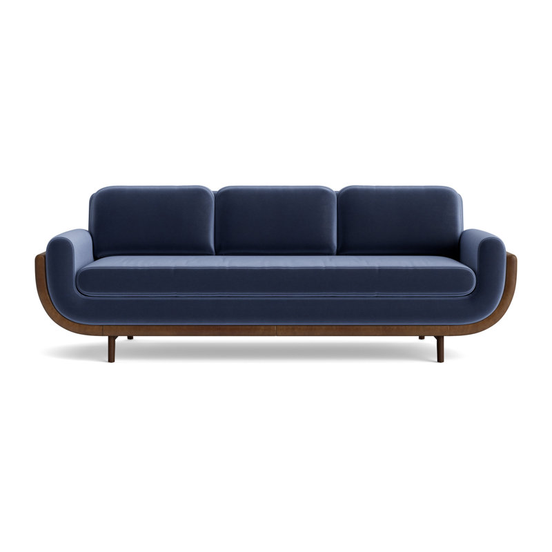 Regatta 90 Sofa, Performance Velvet - Indigo/Bedford - Tobacco, Sienna