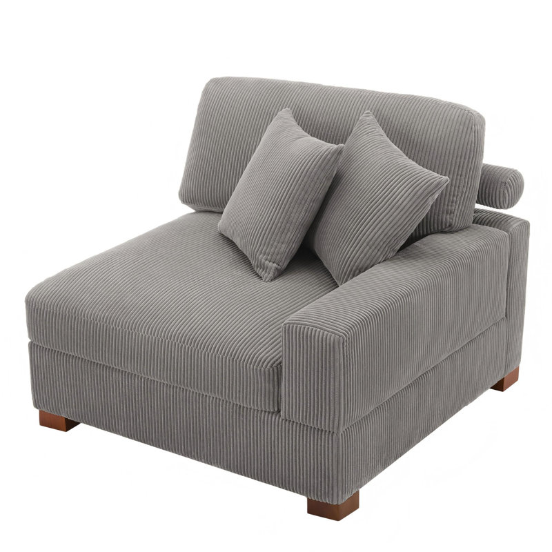 Fauteuil en velours côtelé Milbrey, Velours côtelé, Gris clair