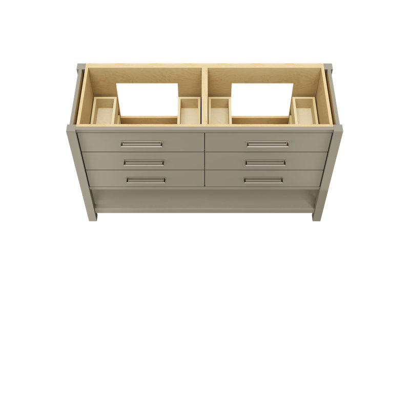 Kiawah Double Drawer Bath Vanity, French Olive, 60", Polished Chrome