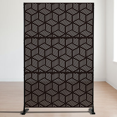 Kozyard Metal Privacy Screen Decorative Outdoor Divider With Stand Panels (Black Cube) by Kozyard