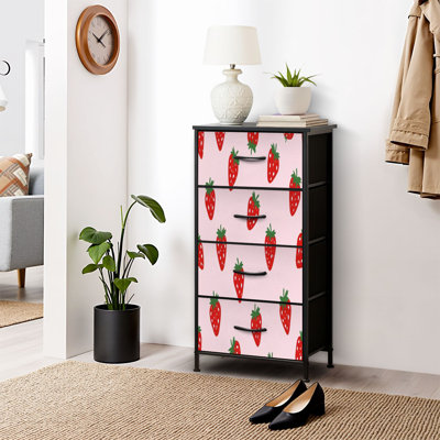 Commode pour commode de chambre à coucher pour garde-robe à fraise à pois rouge et fraise rose