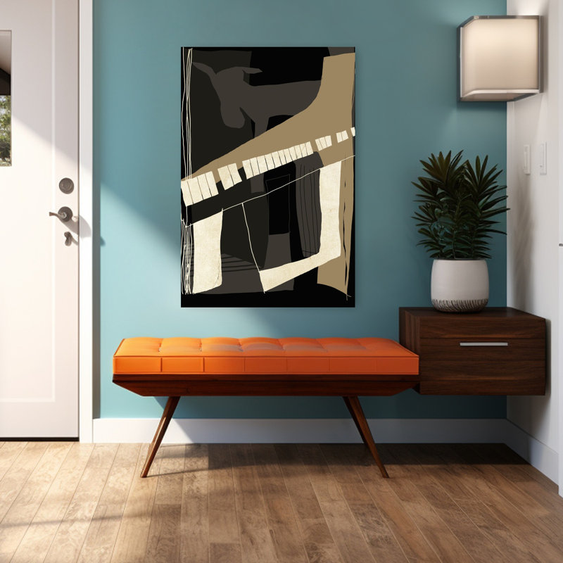 Chèvre jouant du piano, art contemporain abstrait, H 48 po x l 32 po