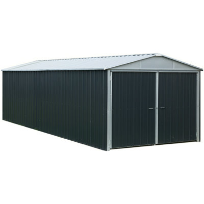 Garage 10 ft. W x 17 ft. D Metal Apex Garden Shed