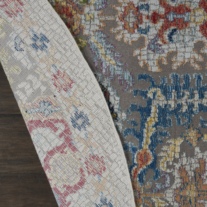 Hitton Blue/Red/Yellow Rug, Round 183 x 183cm