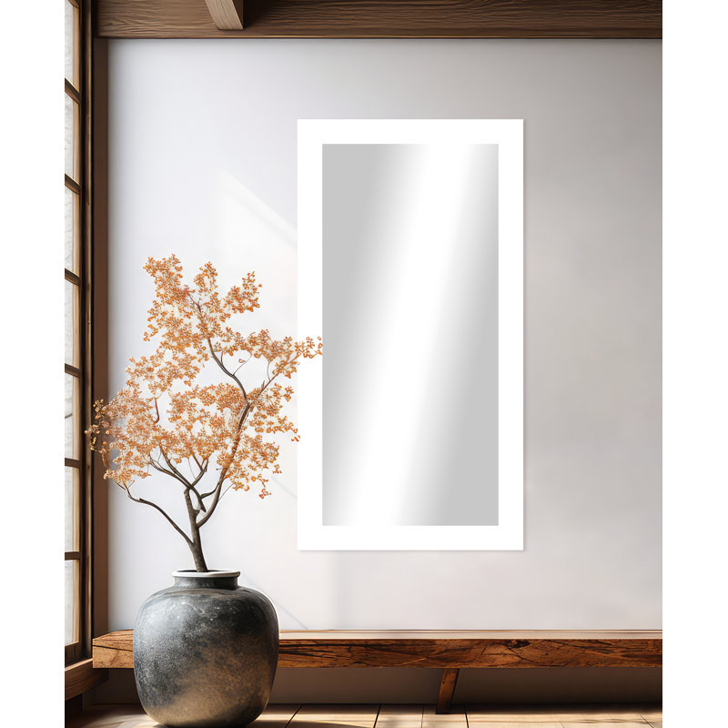Maci Eileen Engineered Wood Flat Wall Mirror, 33" x 70", Gloss White