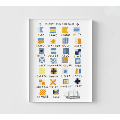 Ameera Nautical Flags By Hanna Melin, Nautical Theme Office Decor, Flags Poster Print, Boat Code Poster, Nautical Code Illustration