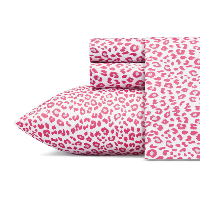 Betsey Johnson Printed Novelty Sheet Sets, Twin Sheet Set with 1 Standard Pillowcase, Betseys Leopard Pink