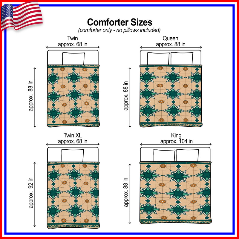 Green Star Pattern Comforter, Twin Extra Long