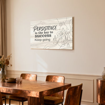Persistence Is The Key To Success Motivational Quote Canvas Wrapped Wall Art Minimalist Line Art Mountain Landscape Design For Home Office Decor
