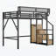 Lit mezzanine avec tablettes de rangement et garde-robe