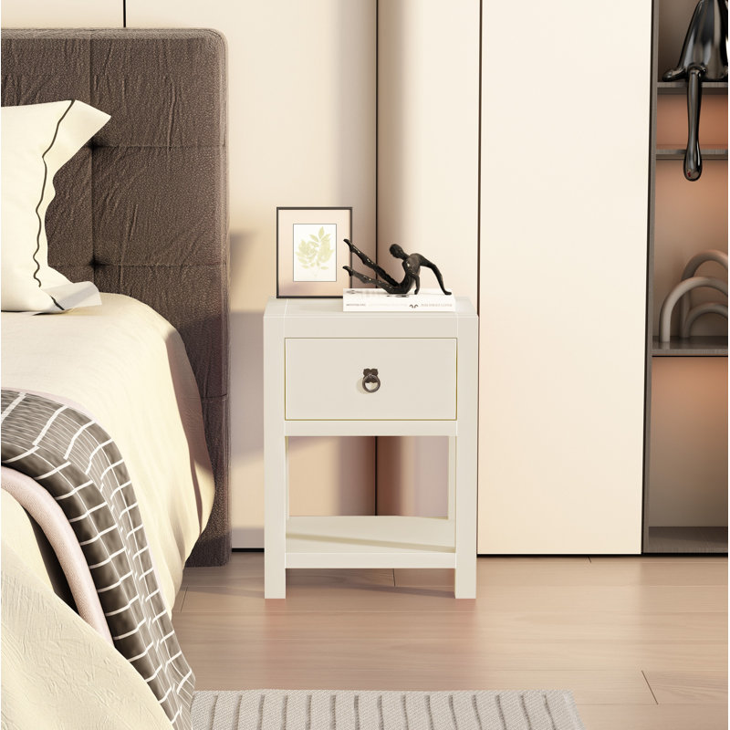 Chavez 41cm W Solid + Manufactured Wood Bedside Table, White