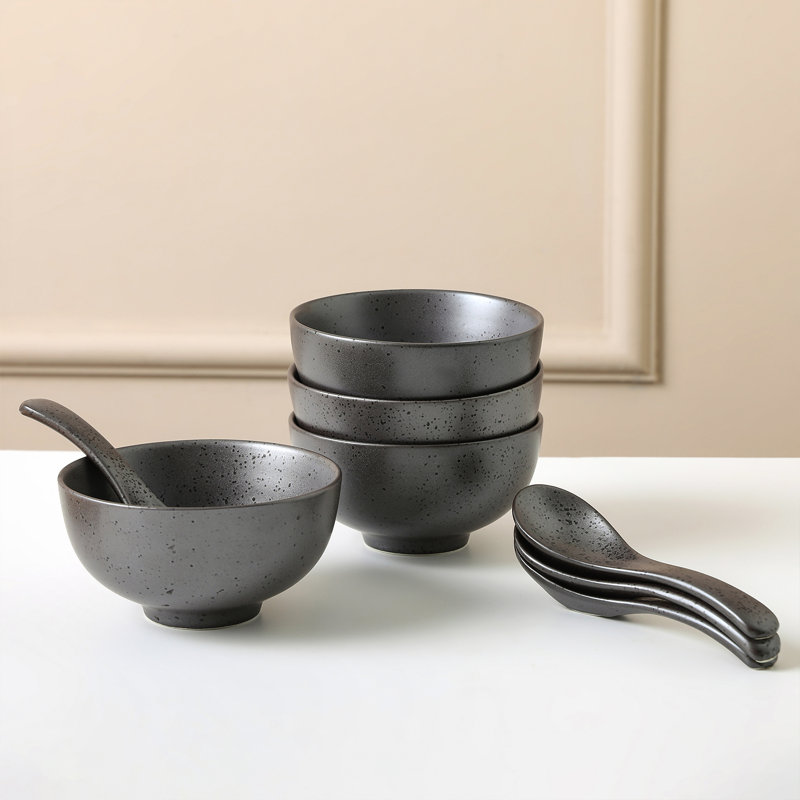 Ensemble de cuillères et de bols en porcelaine 8 pièces Stone Lain Valencia