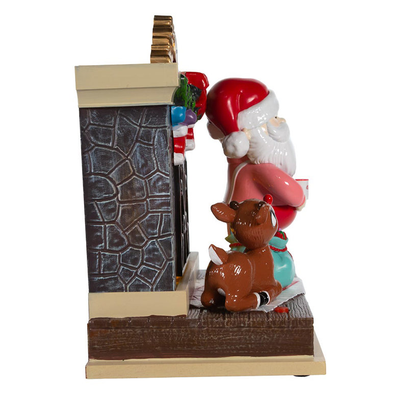 Rudolph et le Père Noël, table de foyer, village de Noël